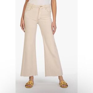 NEW KUT FROM THE KLOTH meg fab ab wide leg jeans in ecru 10